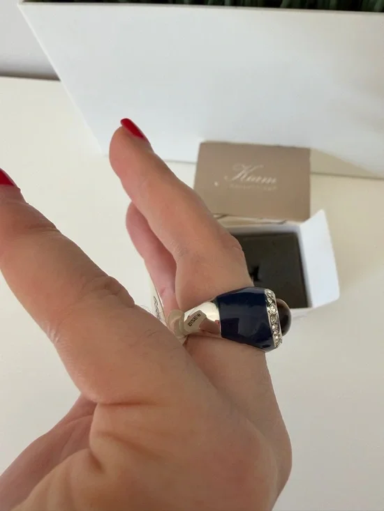 Oval Tiger's Eye Statement Ring with Rhinestone Halo - Picture 2 of 6